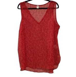 Red Sheer Sleeveless Blouse XL